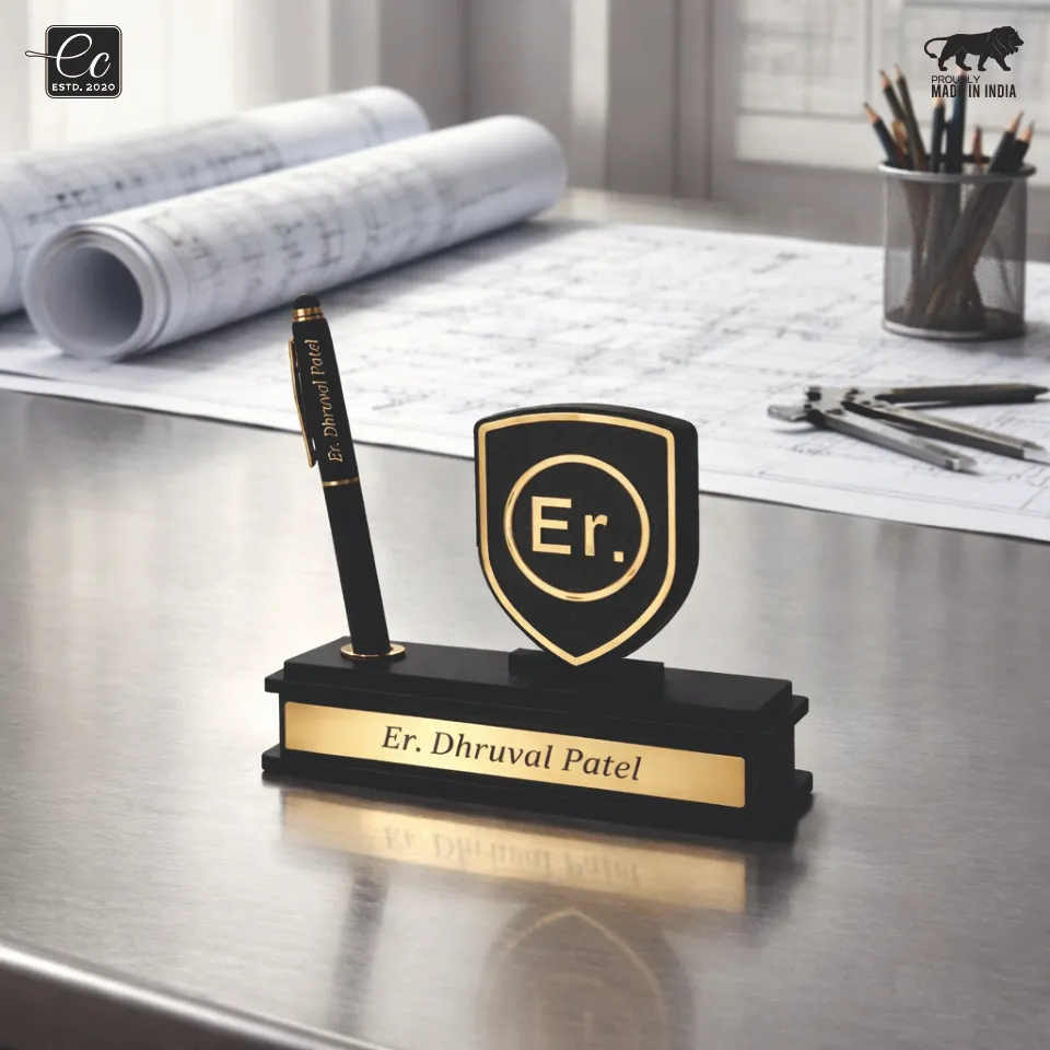 Premium Engineer Theme Desk Organizer with Name & Pen Holder – Personalized